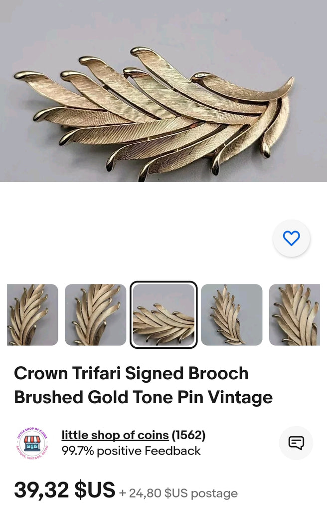 Vintage brushed gold Trifari brooch