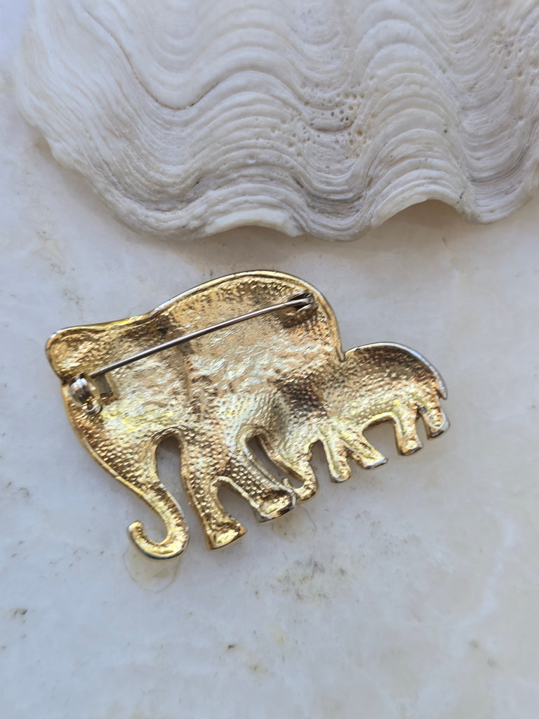 Rhinestone elephant brooch