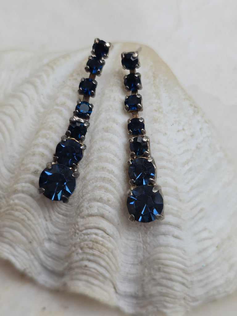 Vintage navy crystal earrings