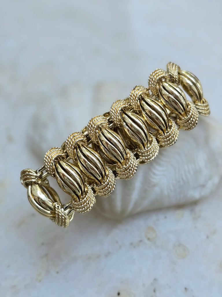 Vintage chunky gold tone bracelet cuff