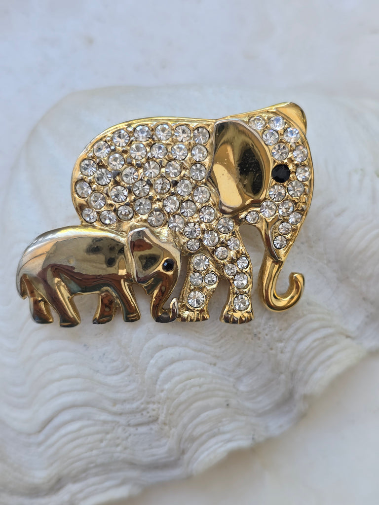 Rhinestone elephant brooch