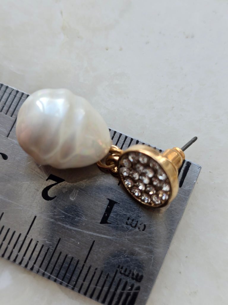 Gold tone earrings with faux pearl