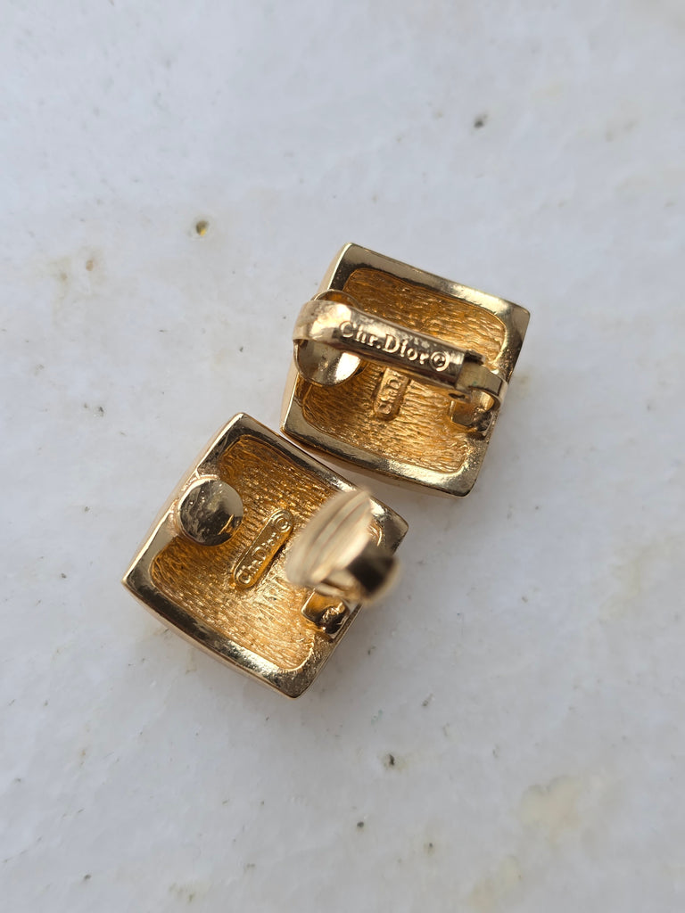 Vintage square Christian Dior clip on earrings