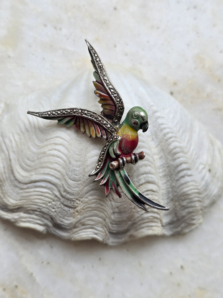 Vintage parrot brooch