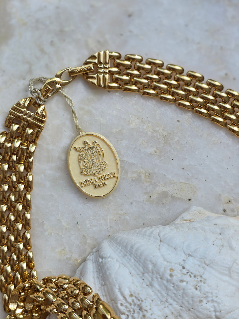 Vintage Nina Ricci gold tone necklace