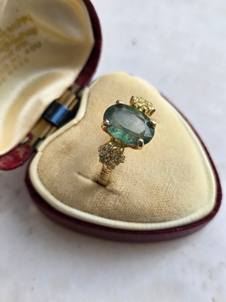 Gold plated sterling silver ring with green tourmaline stone