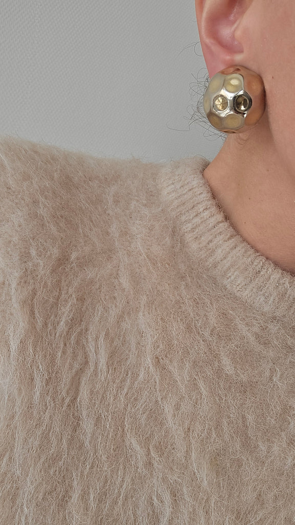Vintage large clip on earrings