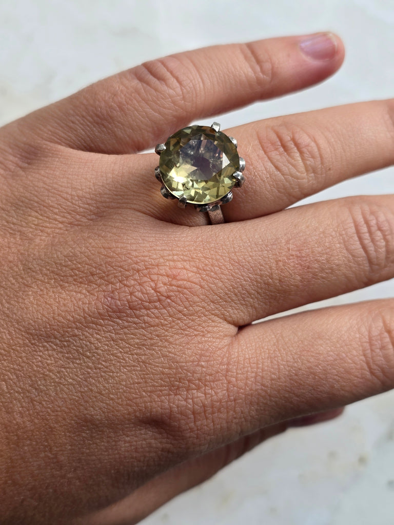 Vintage silver ring with natural citrine stone