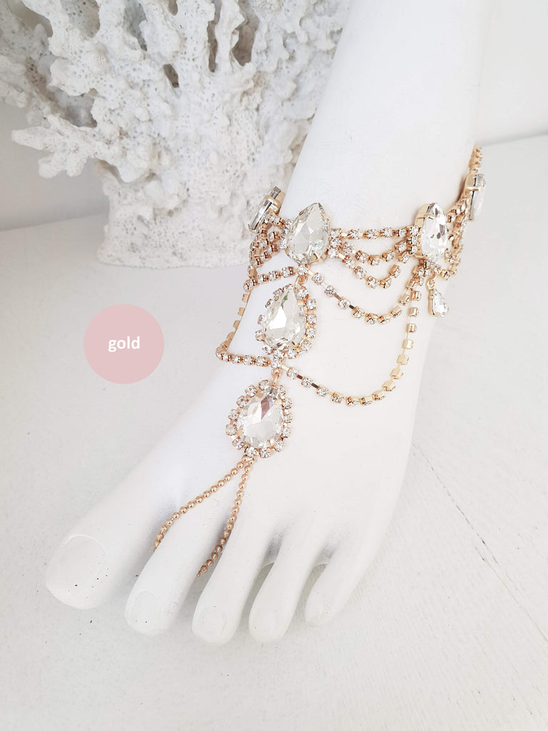 gold barefoot sandals for wedding